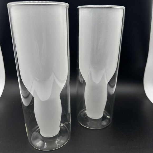 Double Wall Beer Glasses Highwave Australian Insulated Frosted 16 Oz Barware Set - Picture 10 of 10